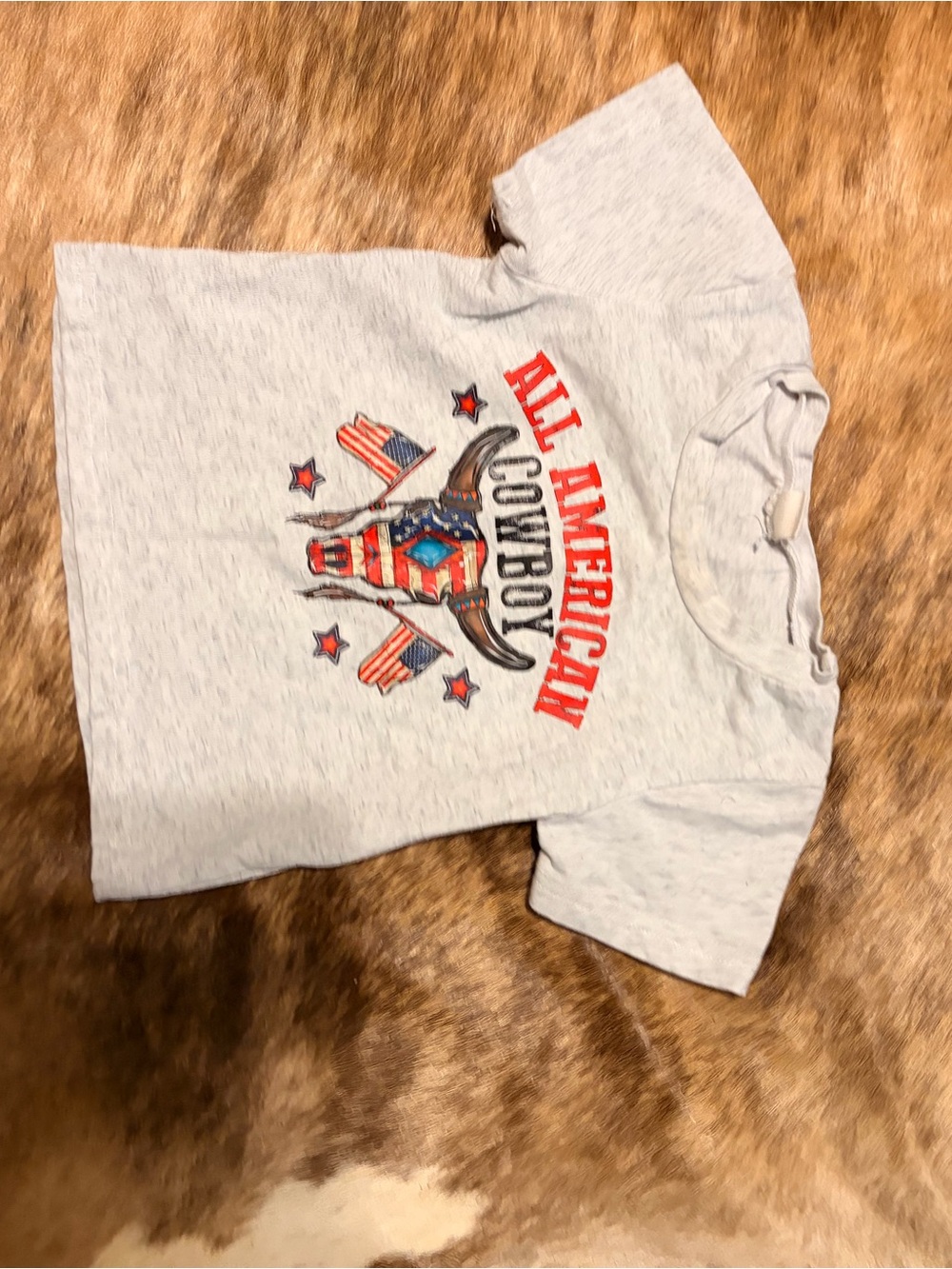 All American Cowboy Kids T-Shirt - Light Gray